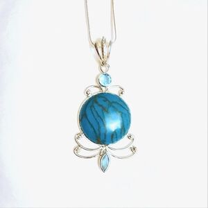 Blue and Silver Gemstone Pendant Necklace
